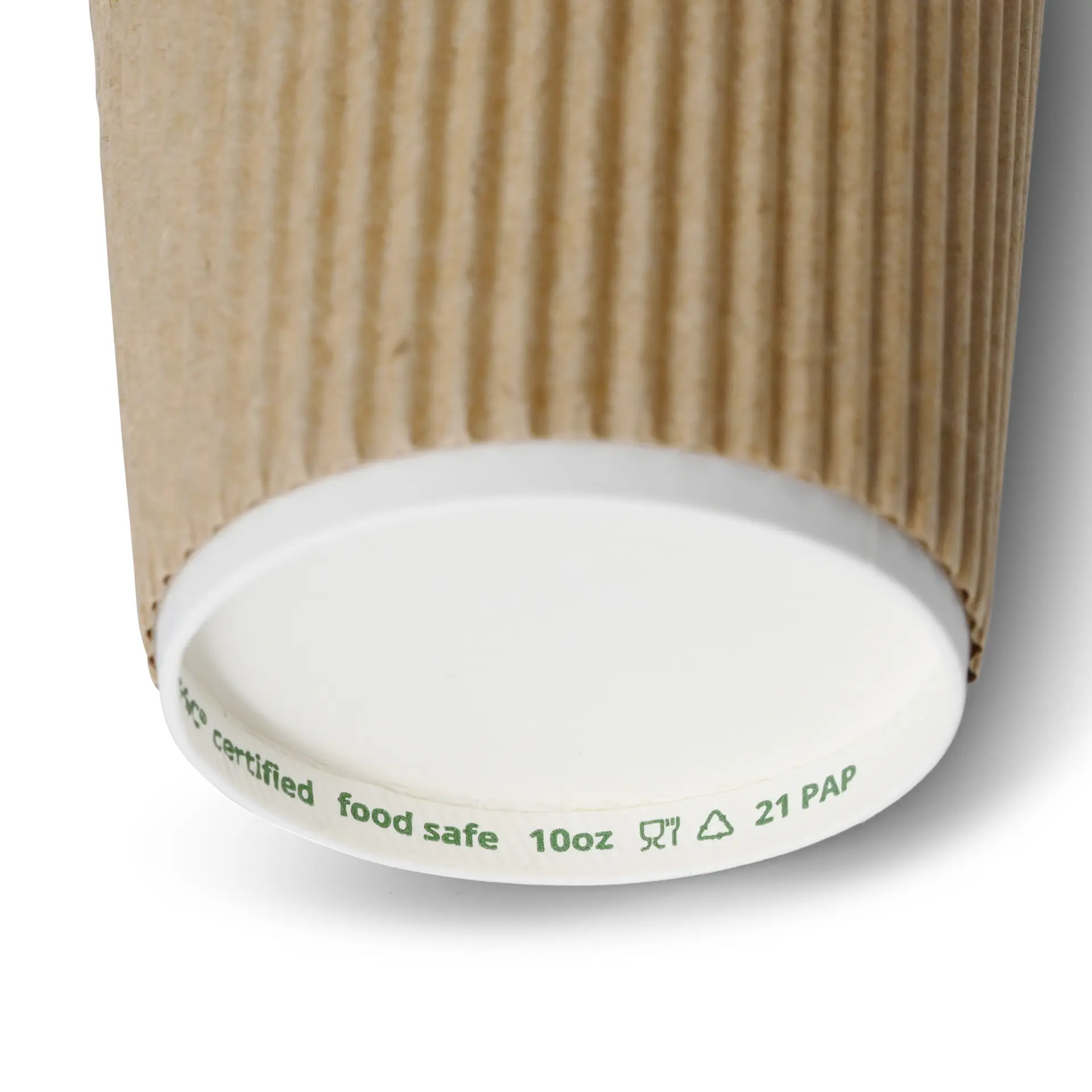 Ribbelbeker / Koffiebeker to go 250 ml/ 10 oz, Ø 90 mm, kraft