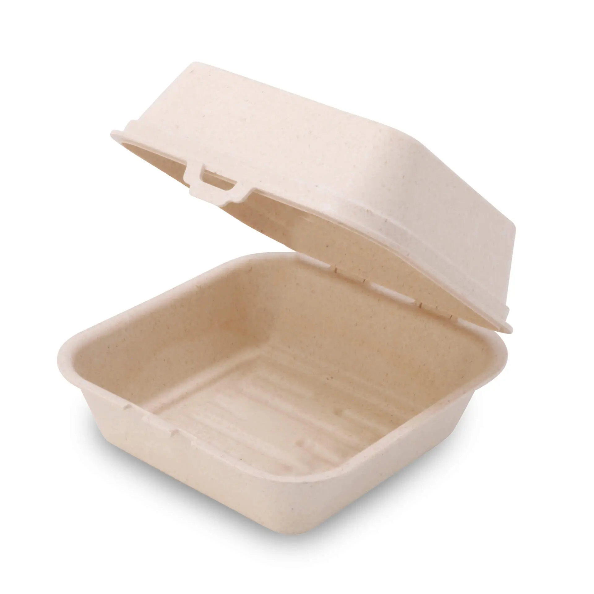 Herbruikbare burger-boxen "merways Box" 16 x 15 x 8,5 cm, cashew / crème-wit