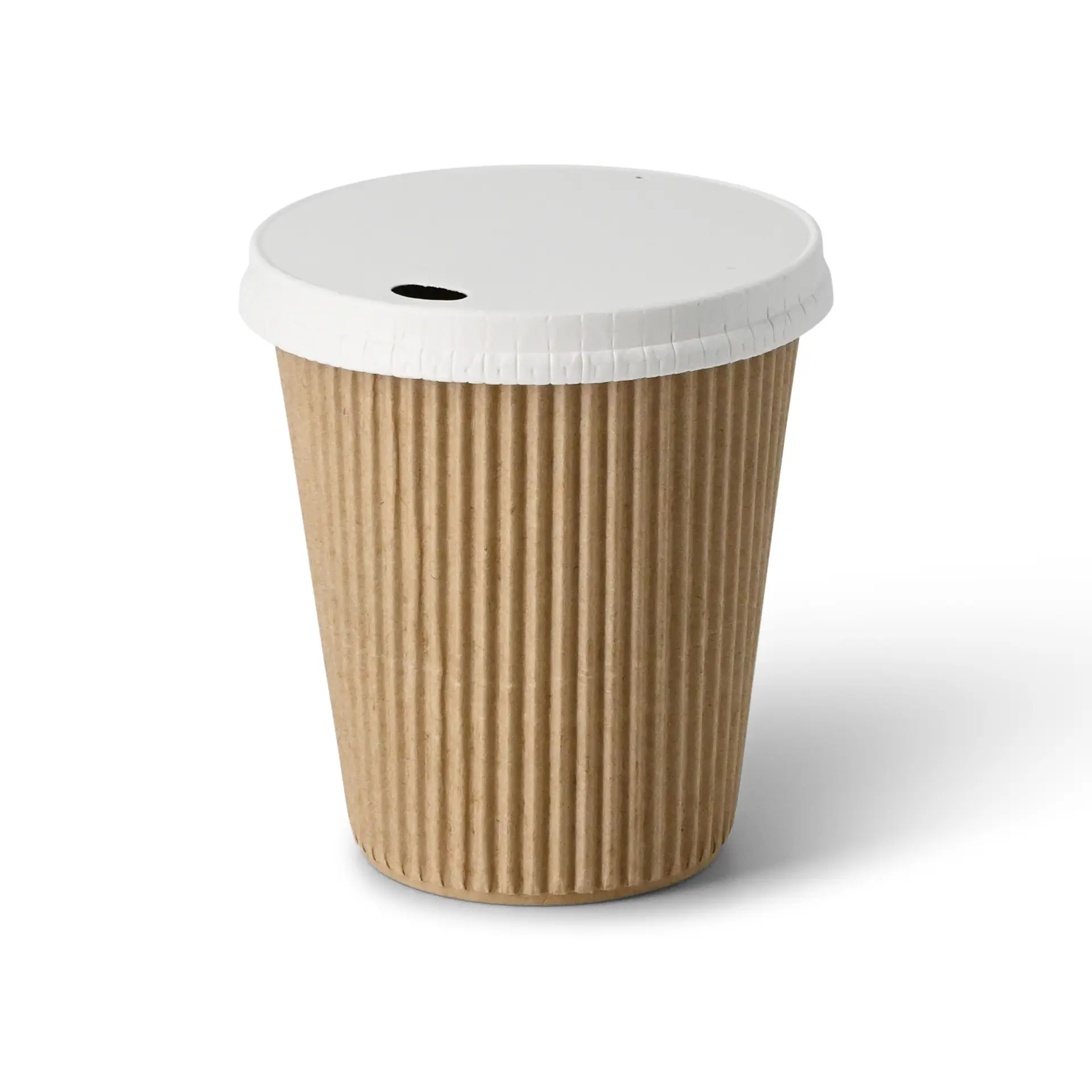 Ribbelbeker / Koffiebeker to go 250 ml / 10 oz, Ø 90 mm, kraft