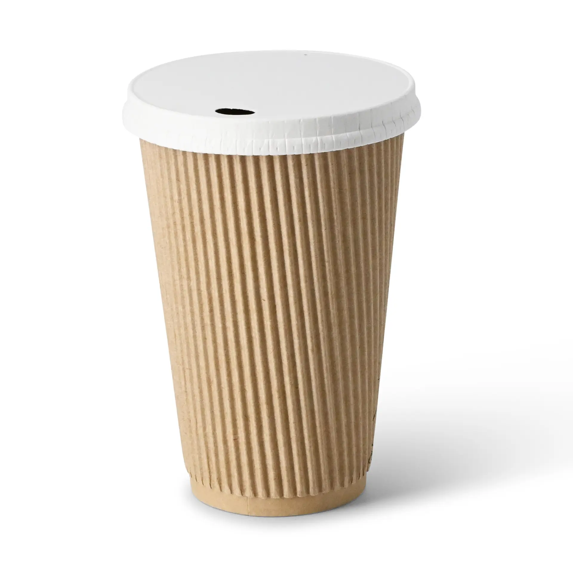 Ribbelbeker / Koffiebeker to go 400 ml / 16 oz, Ø 90 mm, kraft