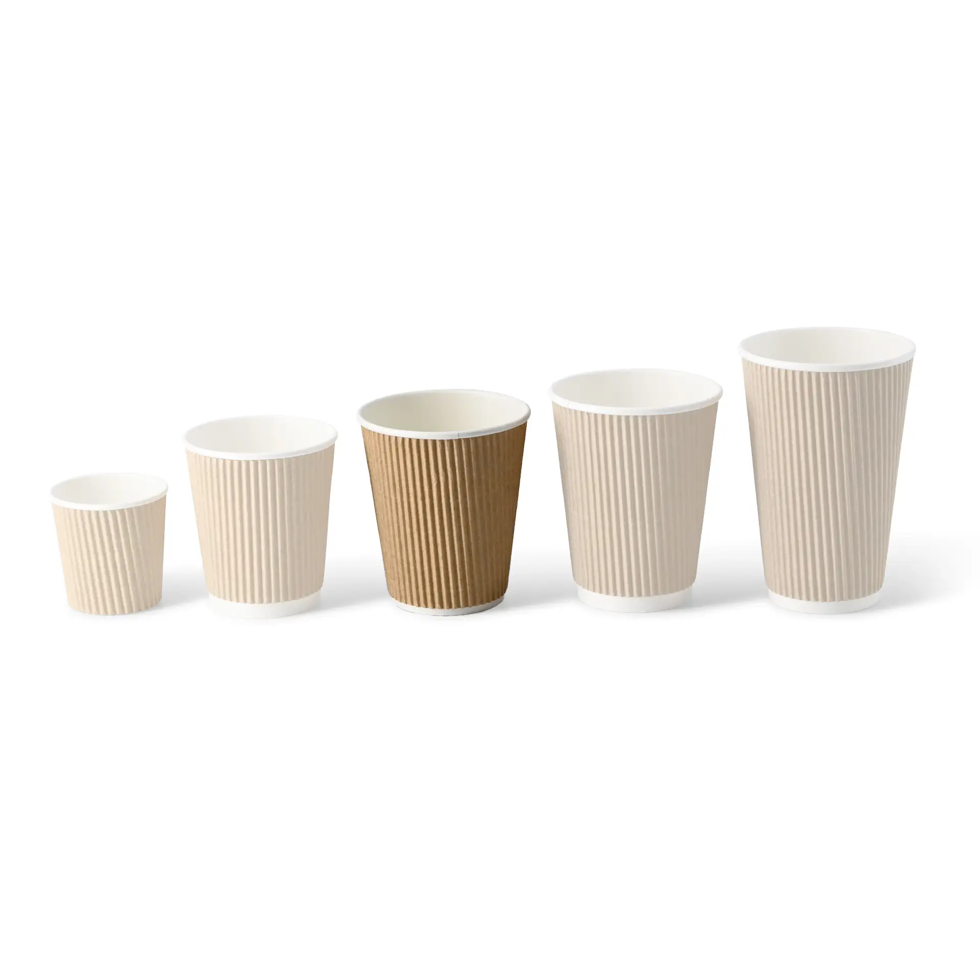 Ribbelbeker / Koffiebeker to go 250 ml/ 10 oz, Ø 90 mm, kraft