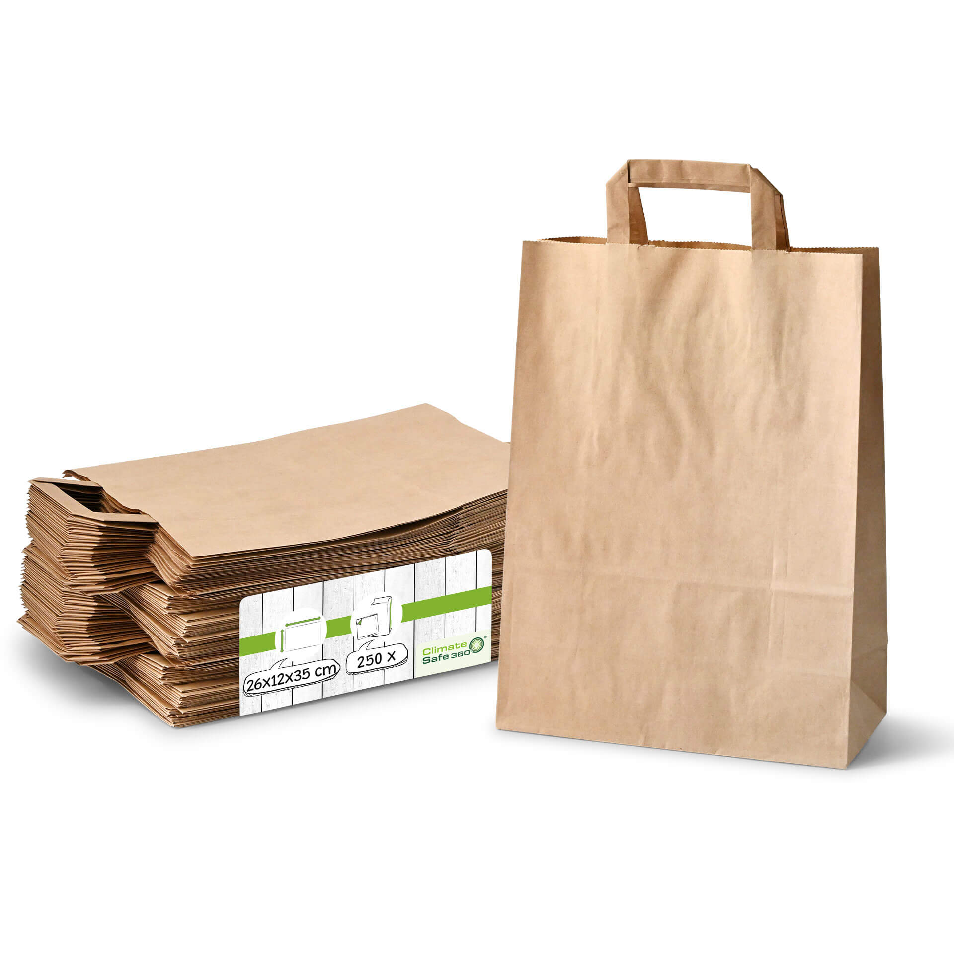 Recycling paper-carrier bags L, 26 x 12 x 35 cm, kraft