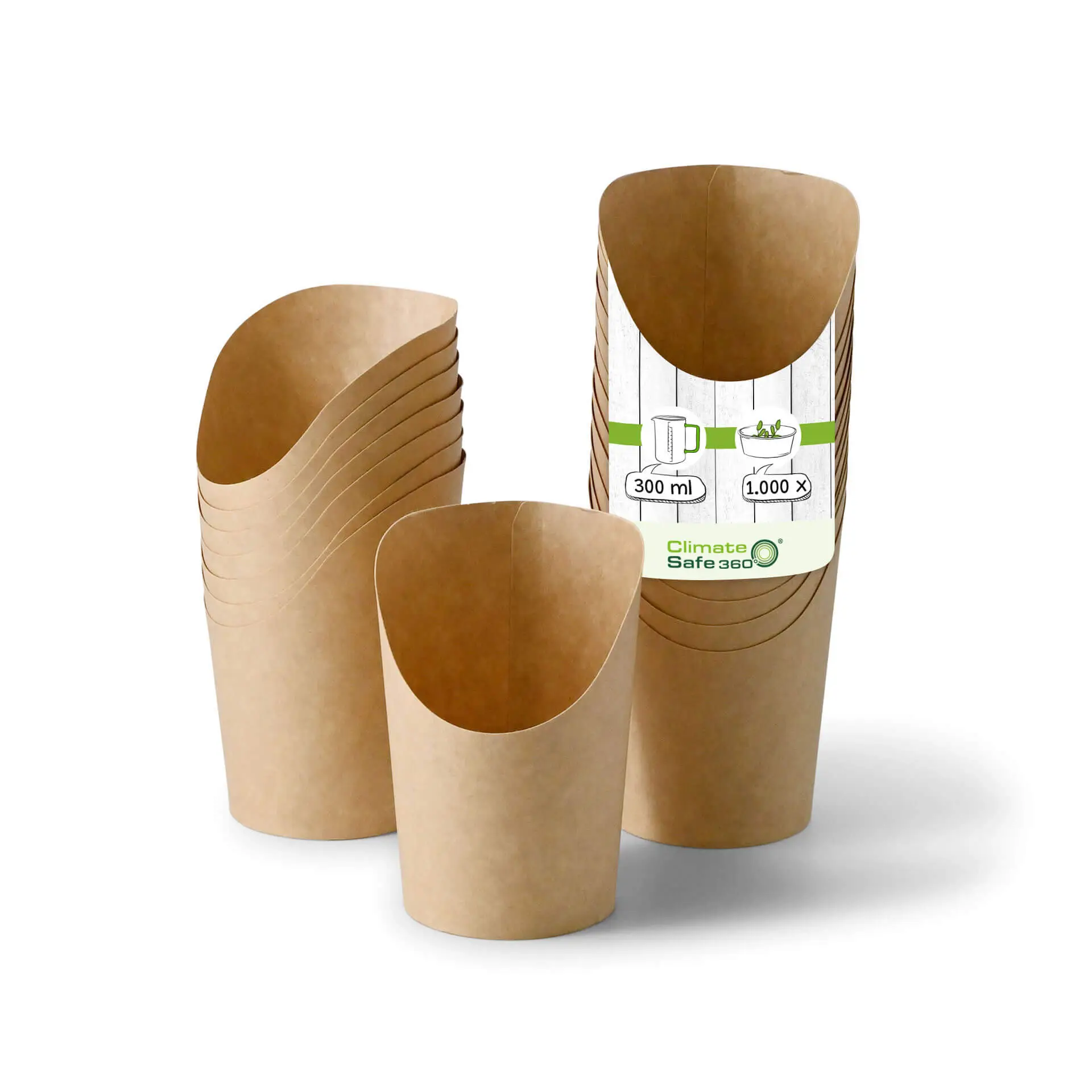 Kartonnen wrap beker 300 ml, kraft, PLA gecoat