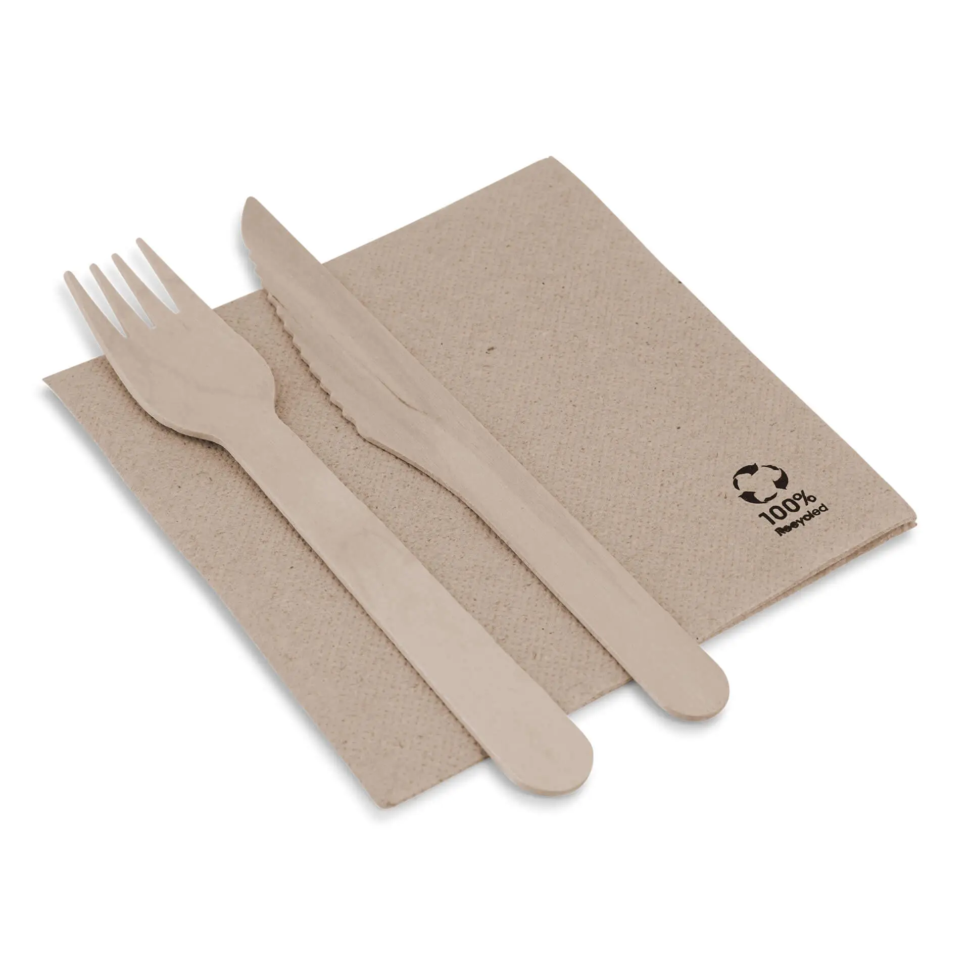 Servetten van gerecycled papier (Premium) 25 x 25 cm, 2-laags, 1/4 vouw, ongebleekt