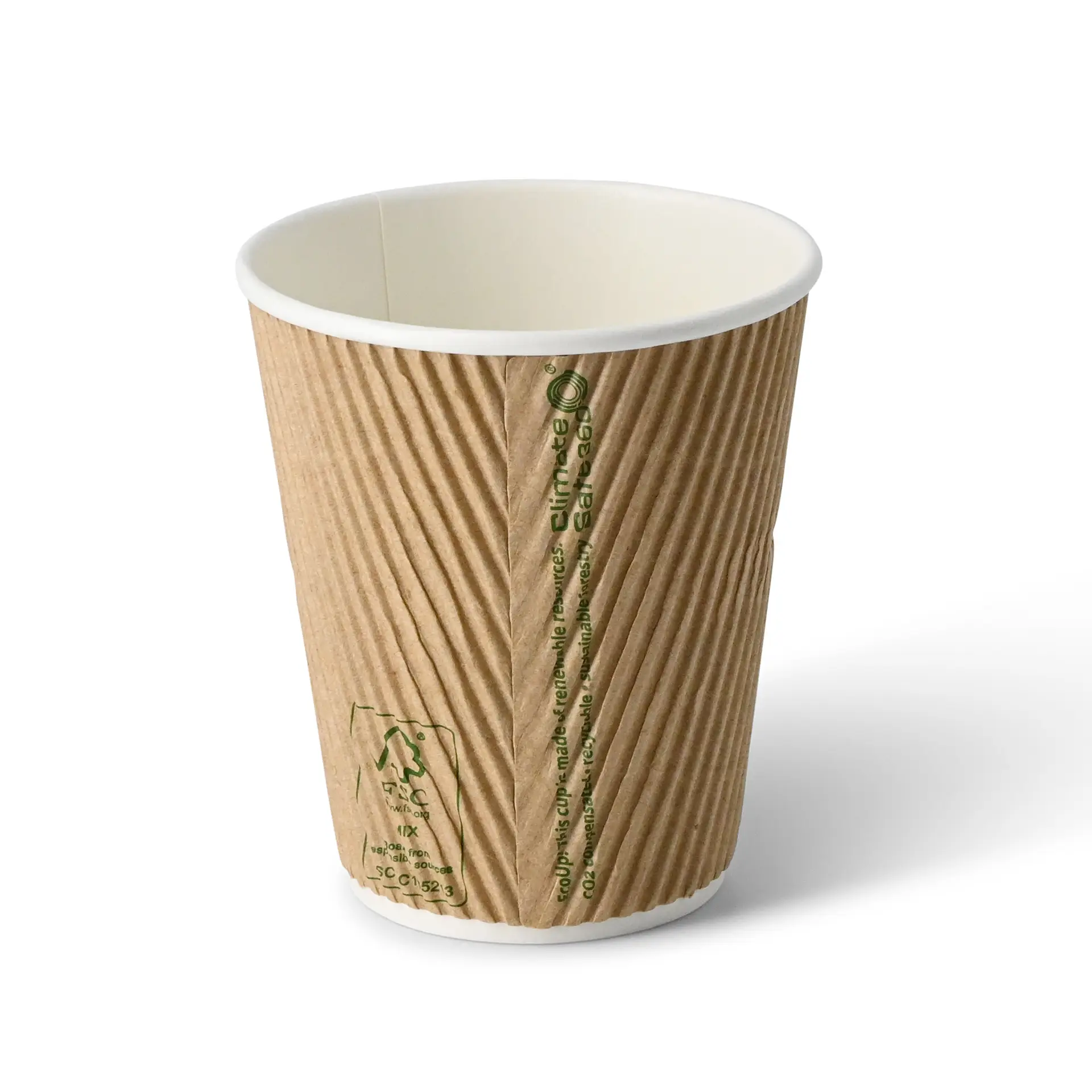 Ribbelbeker / Koffiebeker to go 250 ml/ 10 oz, Ø 90 mm, kraft