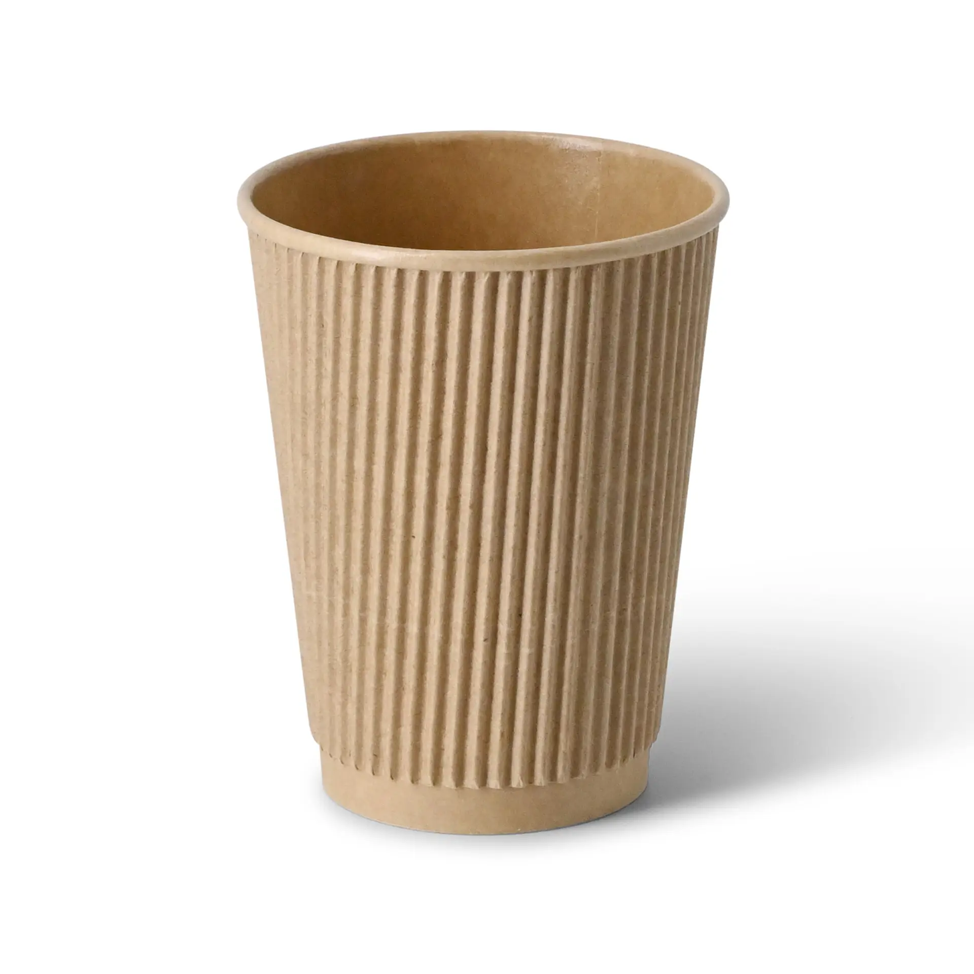 Ribbelbeker / Koffiebeker to go 300 ml / 12 oz, Ø 90 mm, kraft