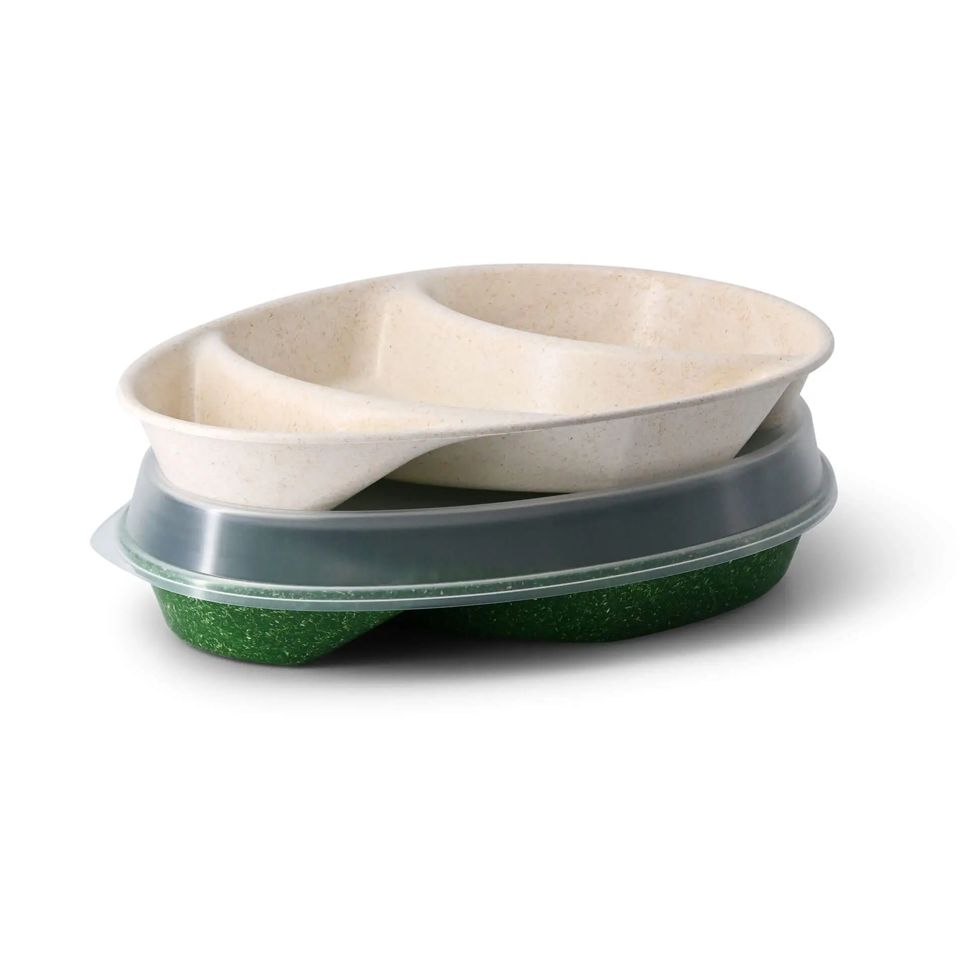 Herbruikbaar menubord merways-Plate 27,5 x 20 x 3,5 cm, 3 compartimenten, cashew / roomwit