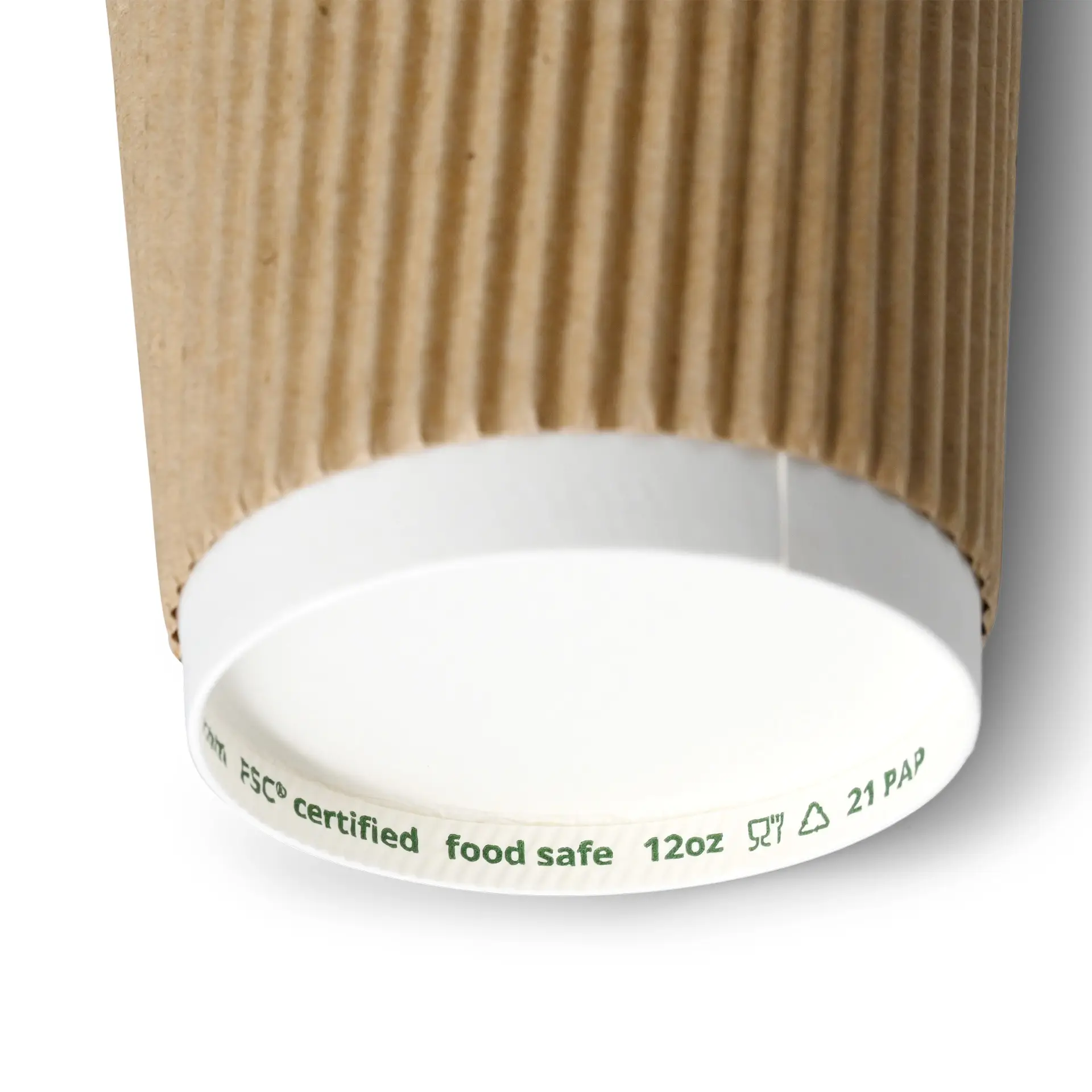 Ribbelbeker / Koffiebeker to go 300 ml / 12 oz, Ø 90 mm, kraft