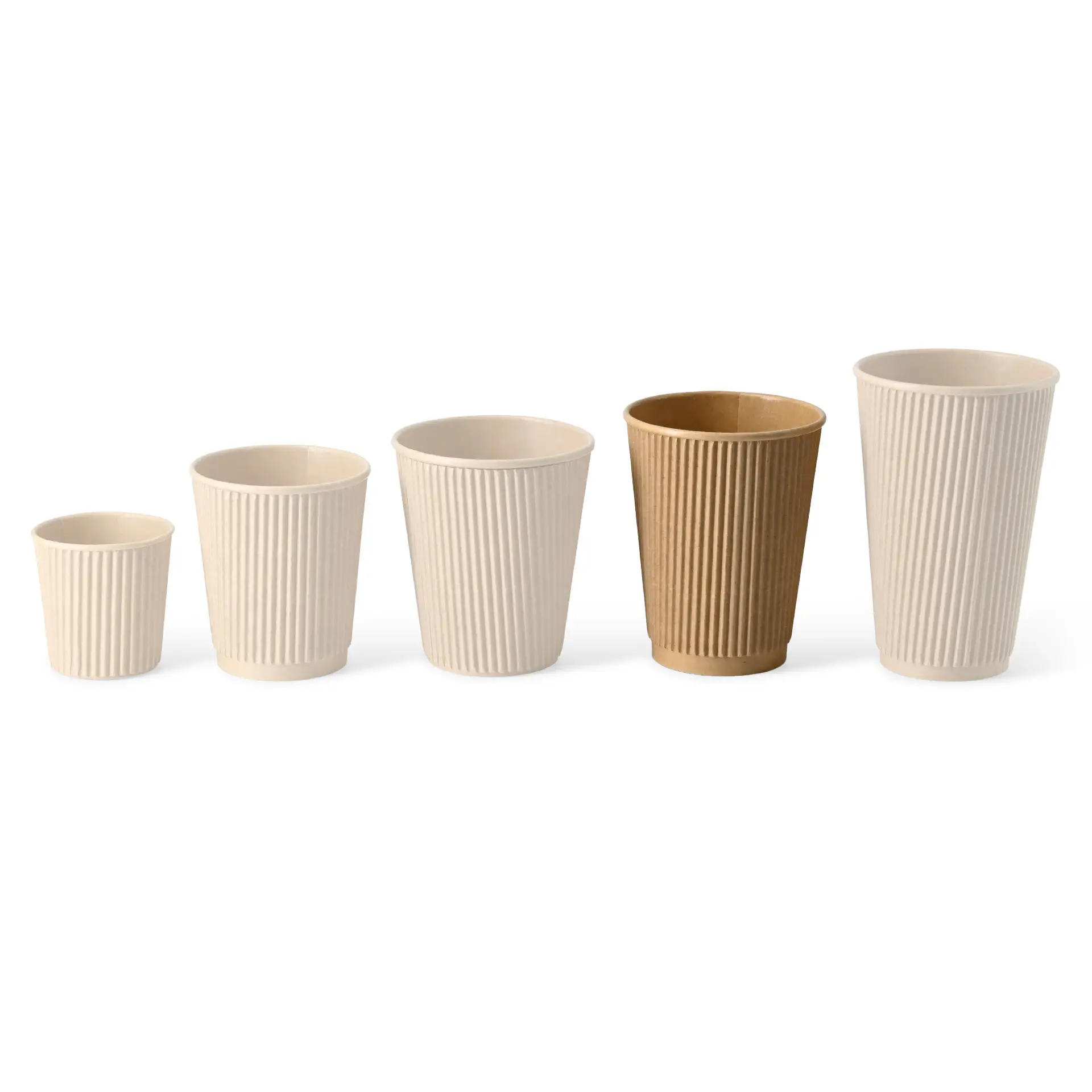 Ribbelbeker / Koffiebeker to go 300 ml / 12 oz, Ø 90 mm, kraft