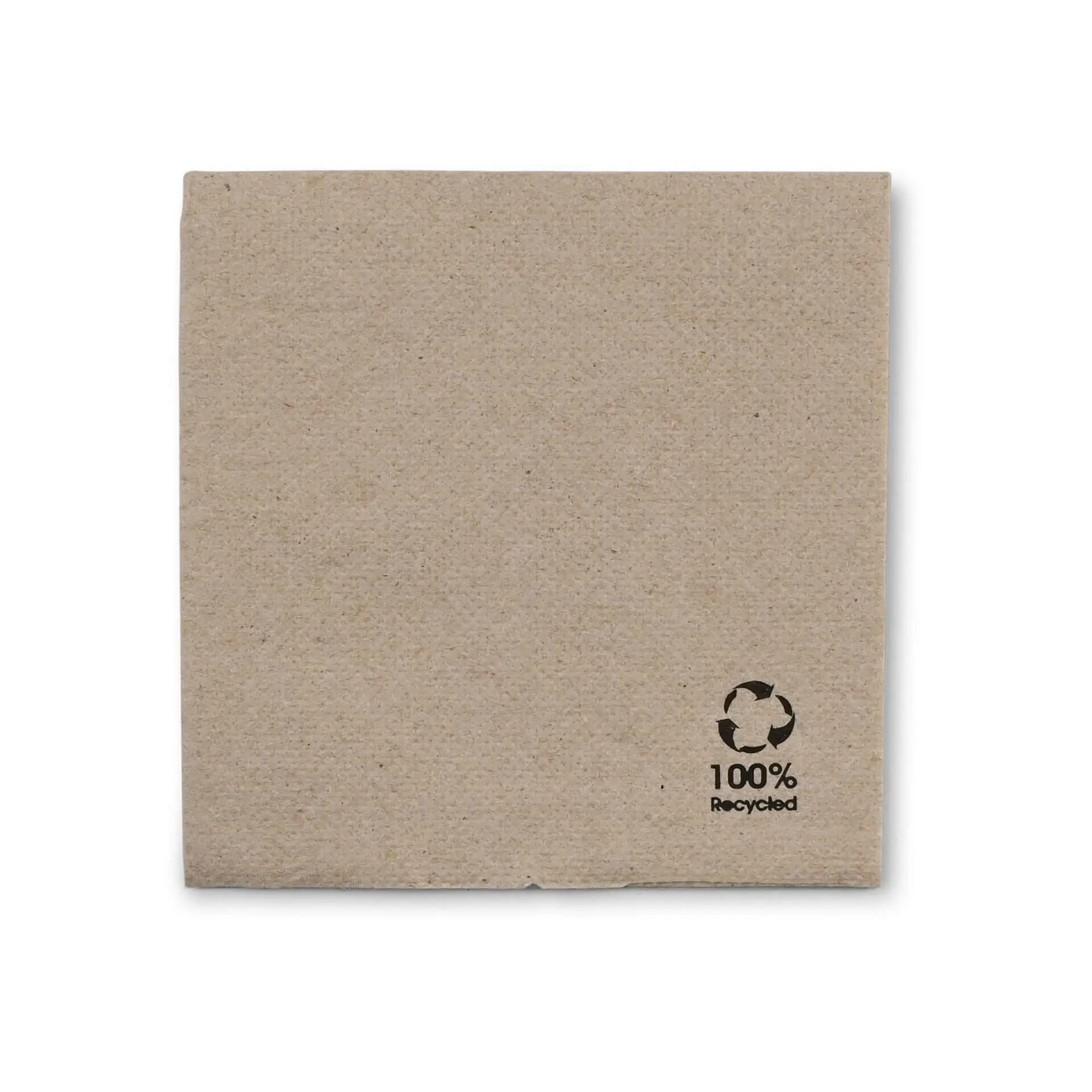 Cocktailservetten van gerecycled papier (Premium) 20 x 20 cm, 2-laags, 1/4 vouw, ongebleekt