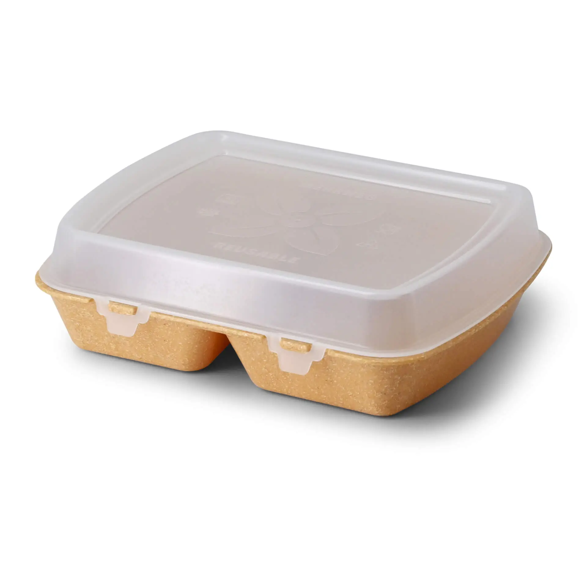 Herbruikbare menuboard "merways Box" 24,5 x 20 x 4,5 cm, 2 kamers, HP4/2, karamel / bruin