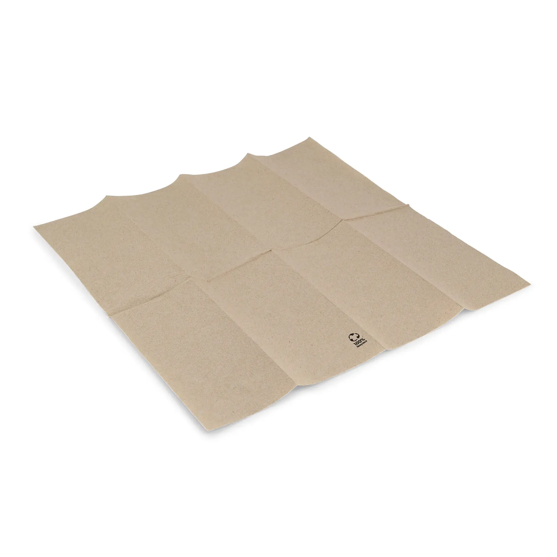 Servetten van gerecycled papier (Premium) 40 x 40 cm, 2-laags, 1/8 vouw, ongebleekt