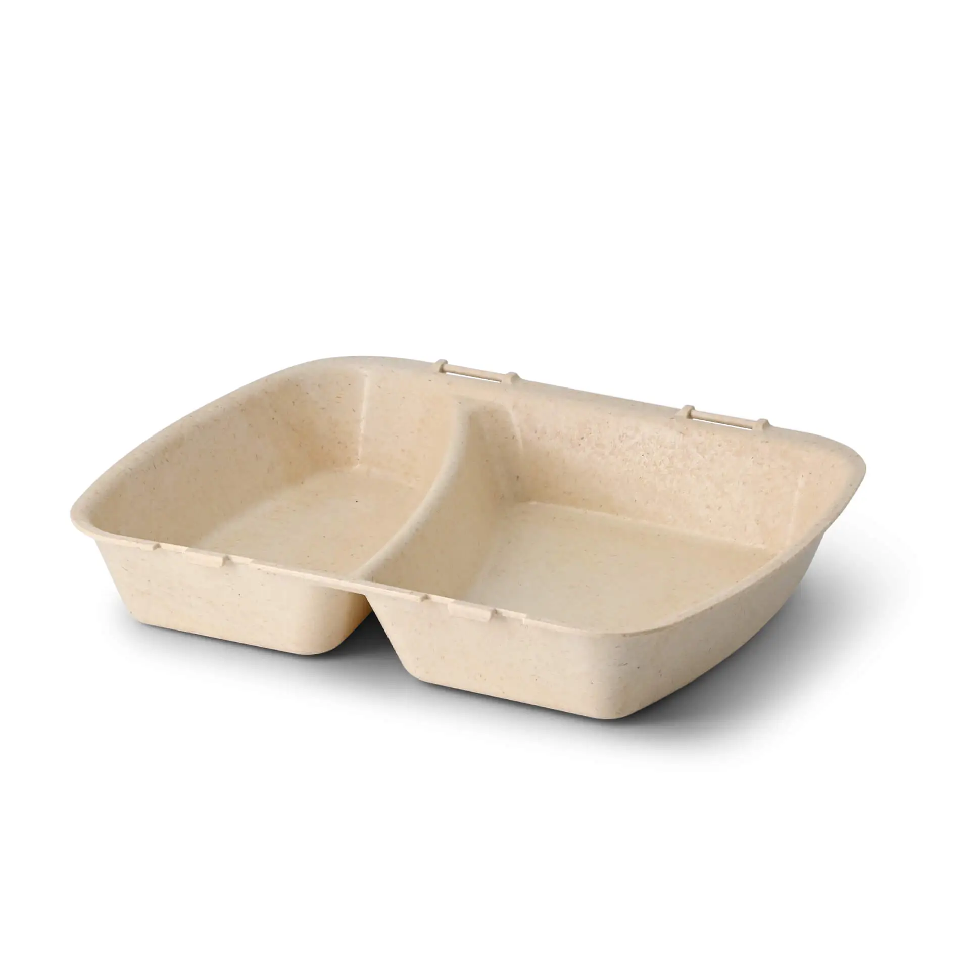 Herbruikbare menu-container "merways Box" 24,5 x 20 x 4,5 cm, 2 kamers, HP4/2, cashew / crème-wit