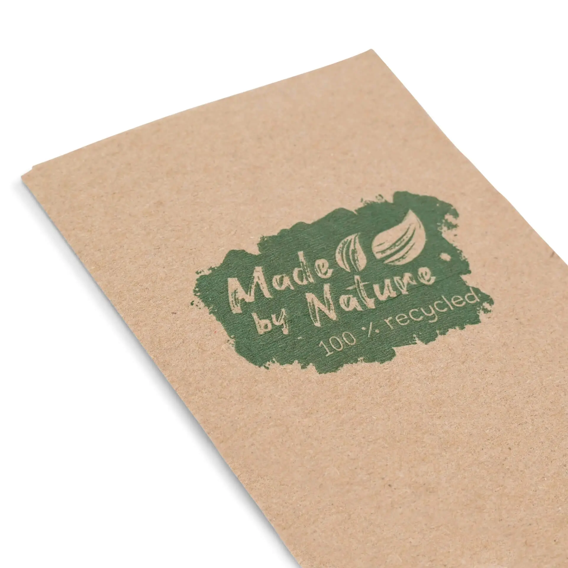 Servetten van gerecycled papier 32,5 x 32,5 cm, 2-laags, 1/8 vouw, ongebleekt, "Made by Nature"