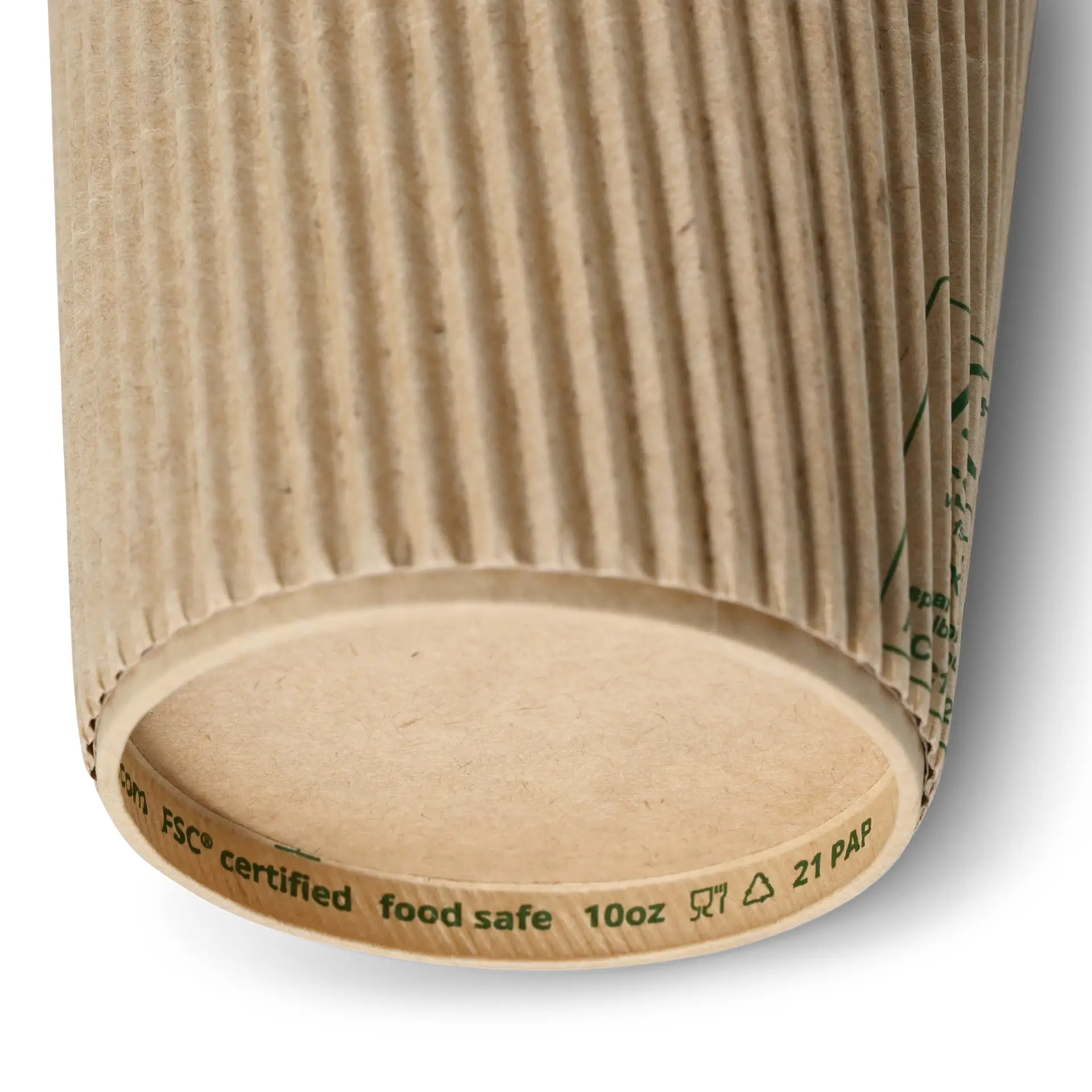 Ribbelbeker / Koffiebeker to go 250 ml / 10 oz, Ø 90 mm, kraft