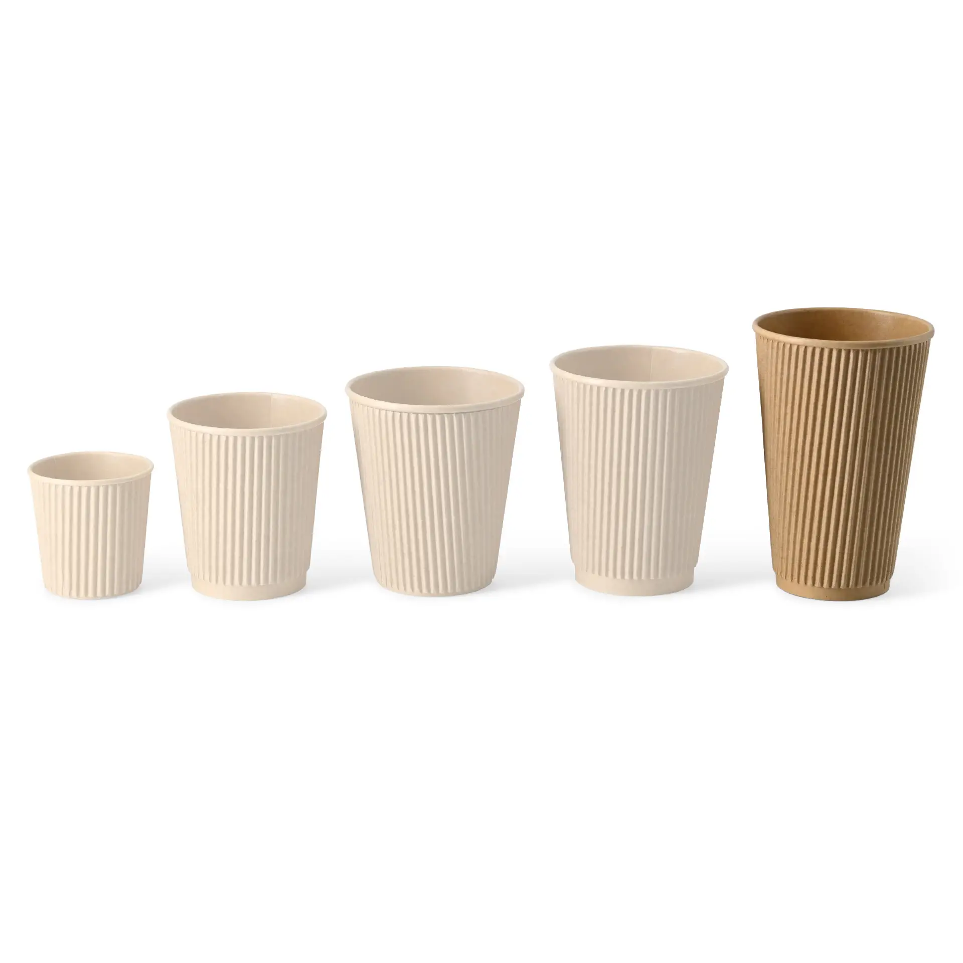 Ribbelbeker / Koffiebeker to go 400 ml / 16 oz, Ø 90 mm, kraft