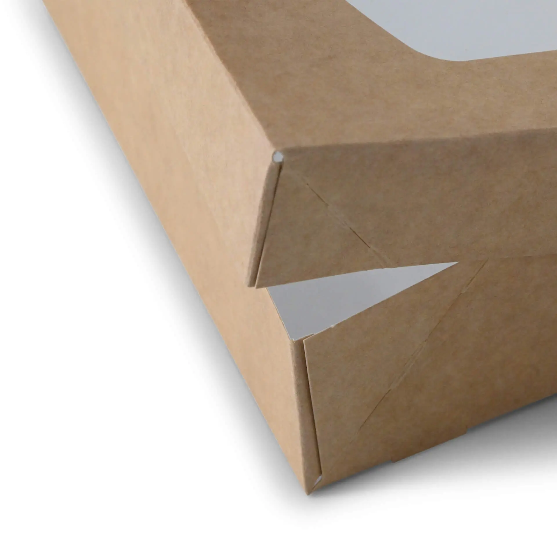 Kartonnen vensterdozen 20 x 12 x 4 cm, 900 ml, cellulose-venster, buiten bruin, binnen wit, opvouwbaar