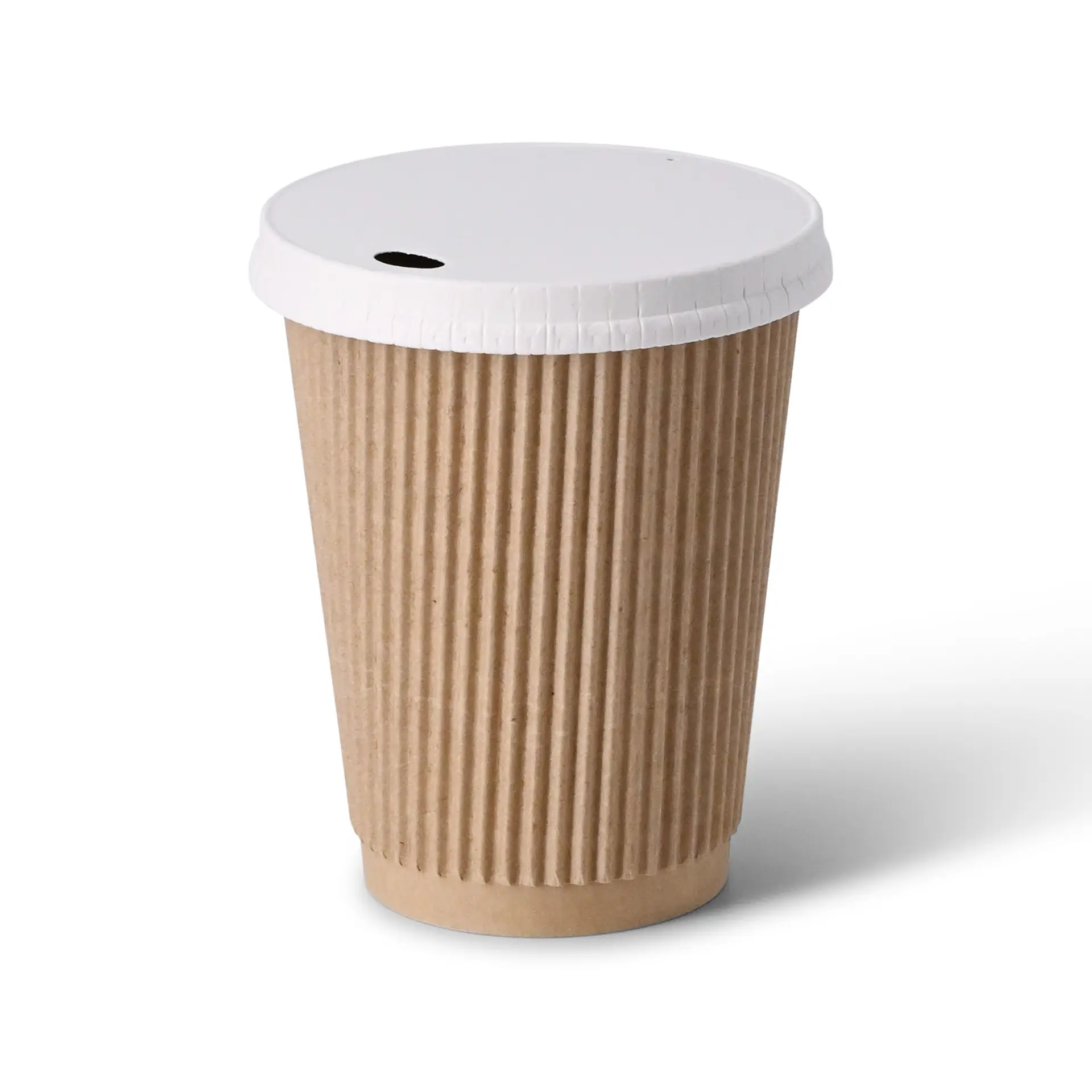 Ribbelbeker / Koffiebeker to go 300 ml / 12 oz, Ø 90 mm, kraft