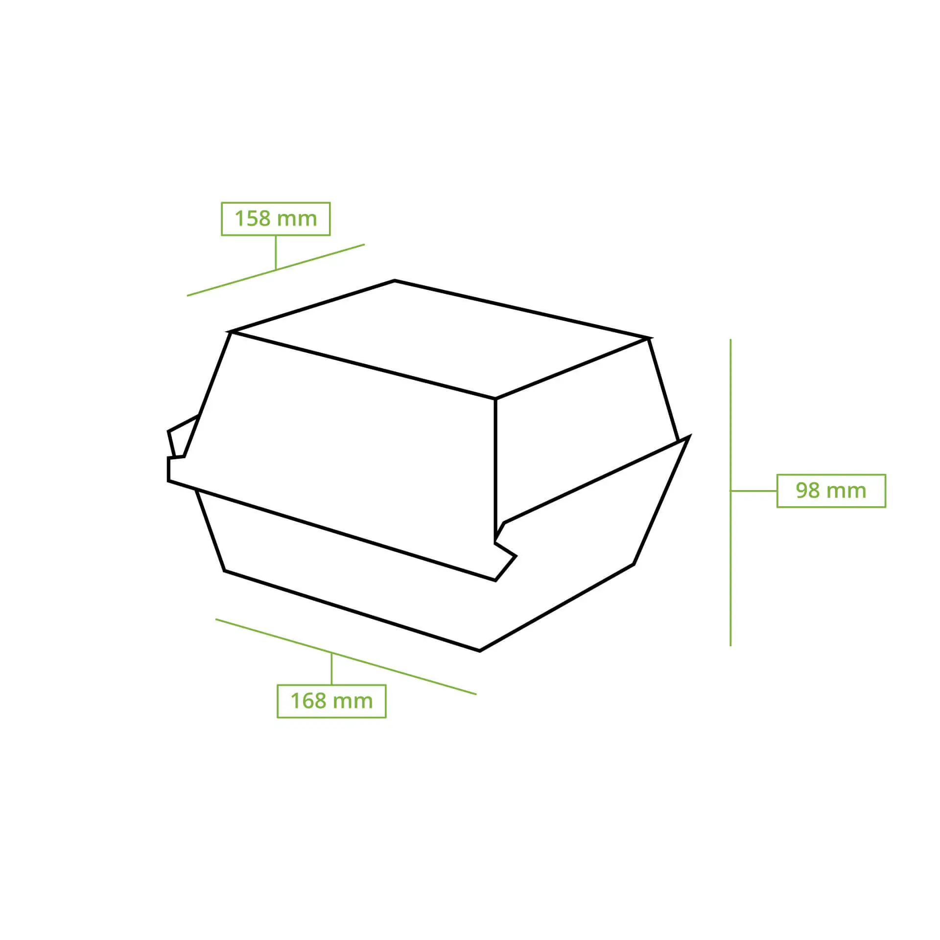 Bruine takeaway box, 16,8 x 15,8 x 9,8 cm, vierkant