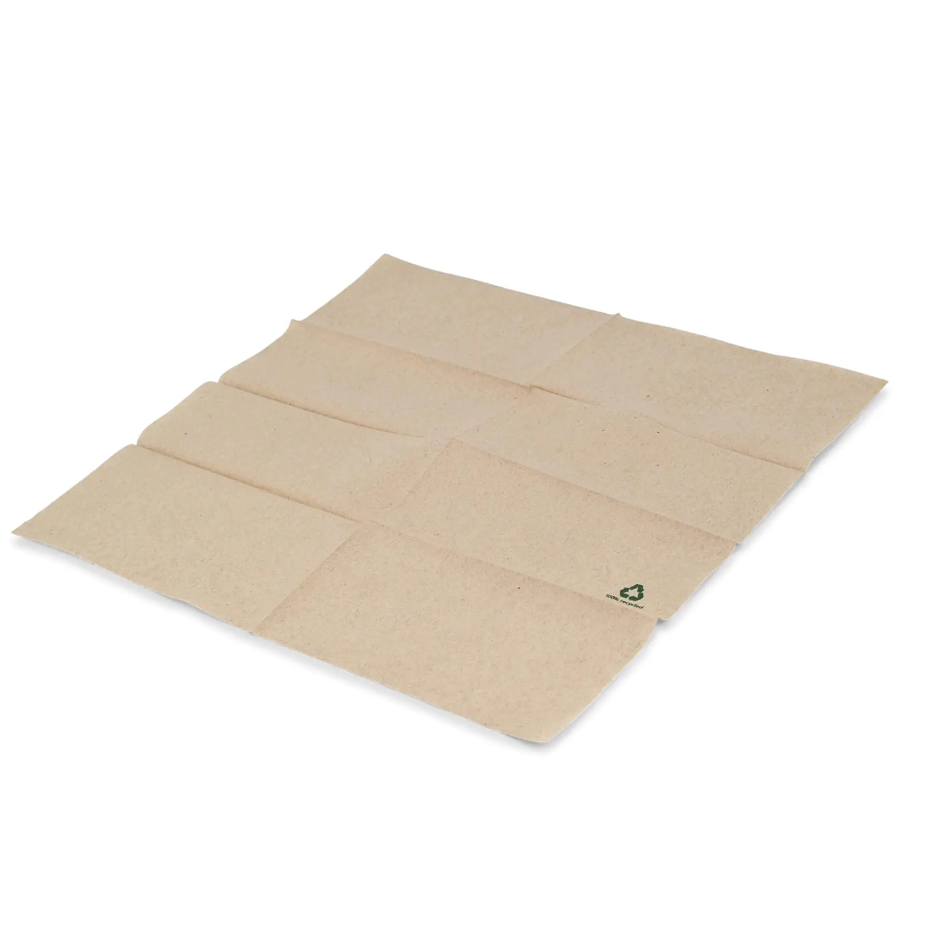 Servetten van gerecycled papier, 32 x 32 cm, 1-laags, 1/8 vouw, bruin