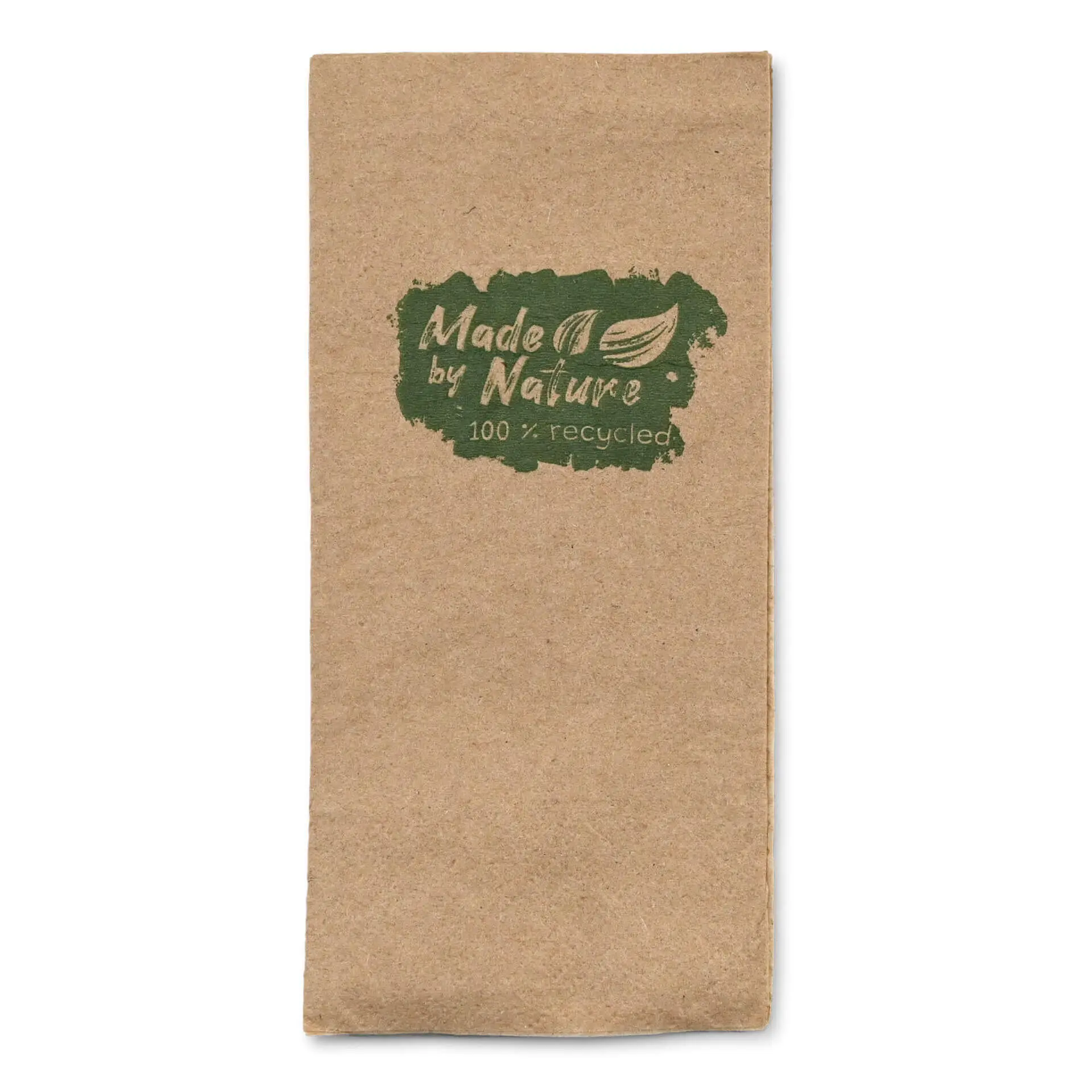 Servetten van gerecycled papier 32,5 x 32,5 cm, 2-laags, 1/8 vouw, ongebleekt, "Made by Nature"