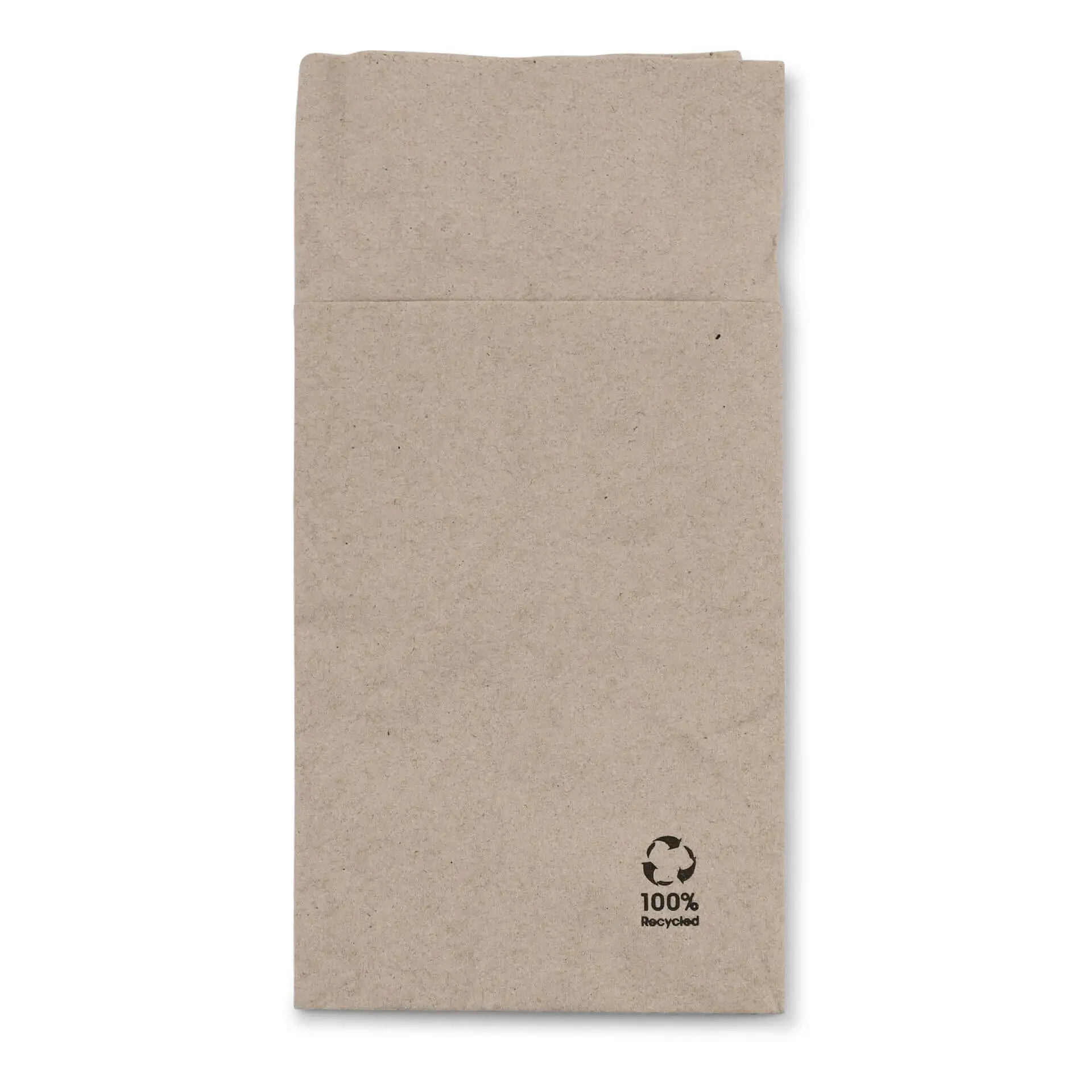 Bestek-servetten van gerecycled papier 10 x 19,5 cm, 2-laags, ongebleekt