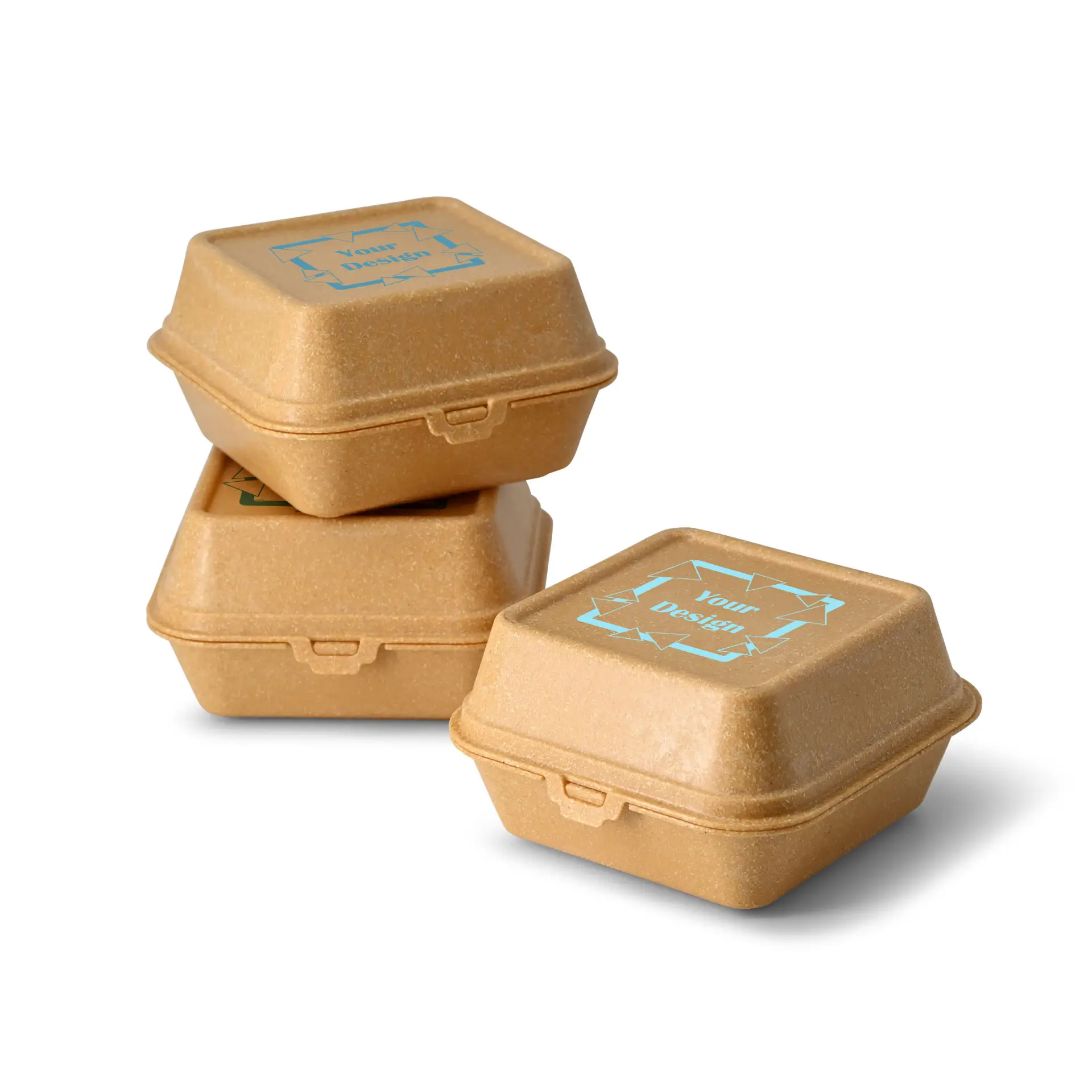 Reusable hamburgerdoosjes bedrukken "merways Box" (1 vlak) 16 x 15 x 8,5 cm, karamel / bruin