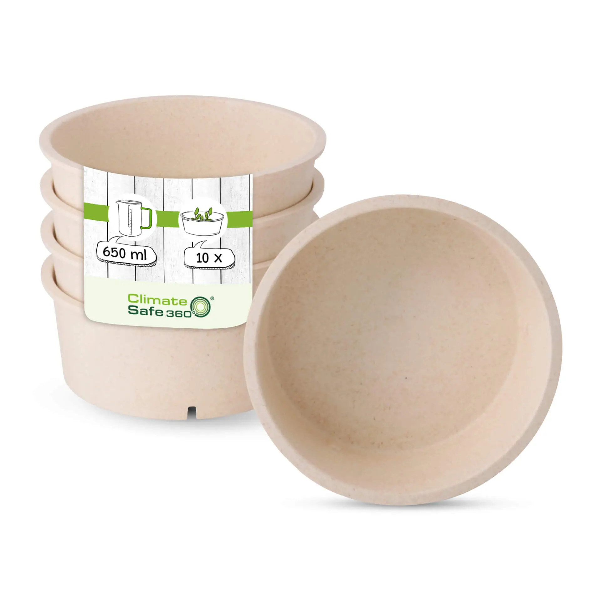 Herbruikbare schaaltjes "merways Bowl" 650 ml, Ø 150 mm, cashew / creme-wit