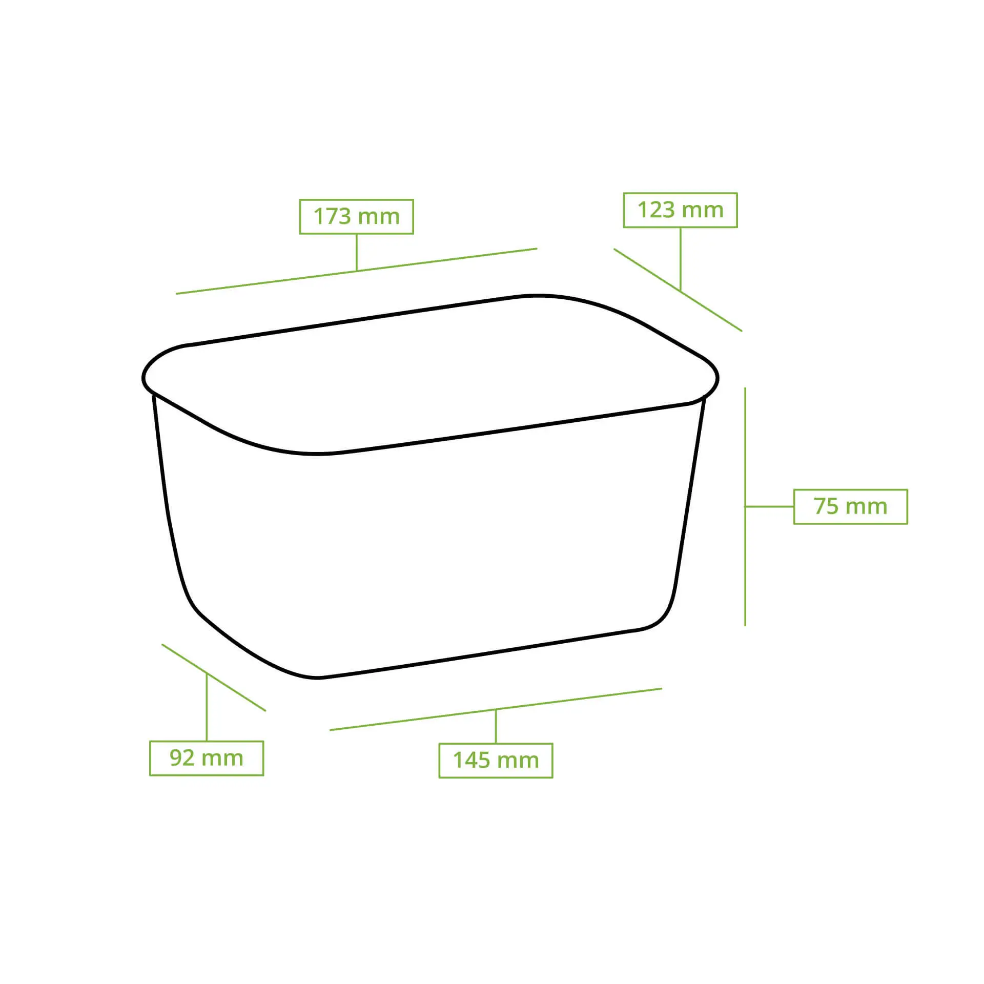 Kartonnen bakjes 1000 ml, 17,5 x 12,5 x 7,5 cm, kraft, rechthoekig