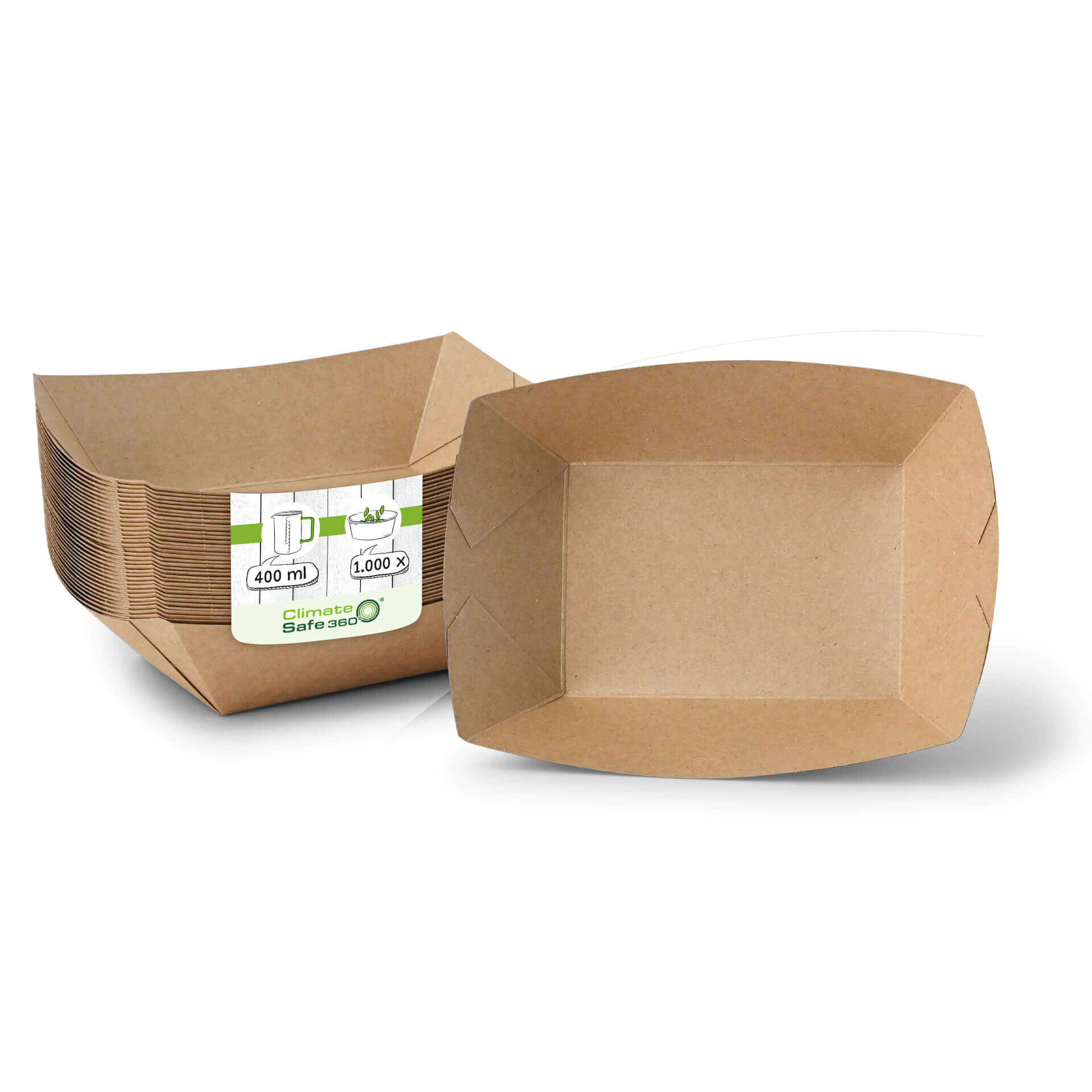 Snackschalen aus Karton (Premium) 400 ml, braun, bio-beschichtet