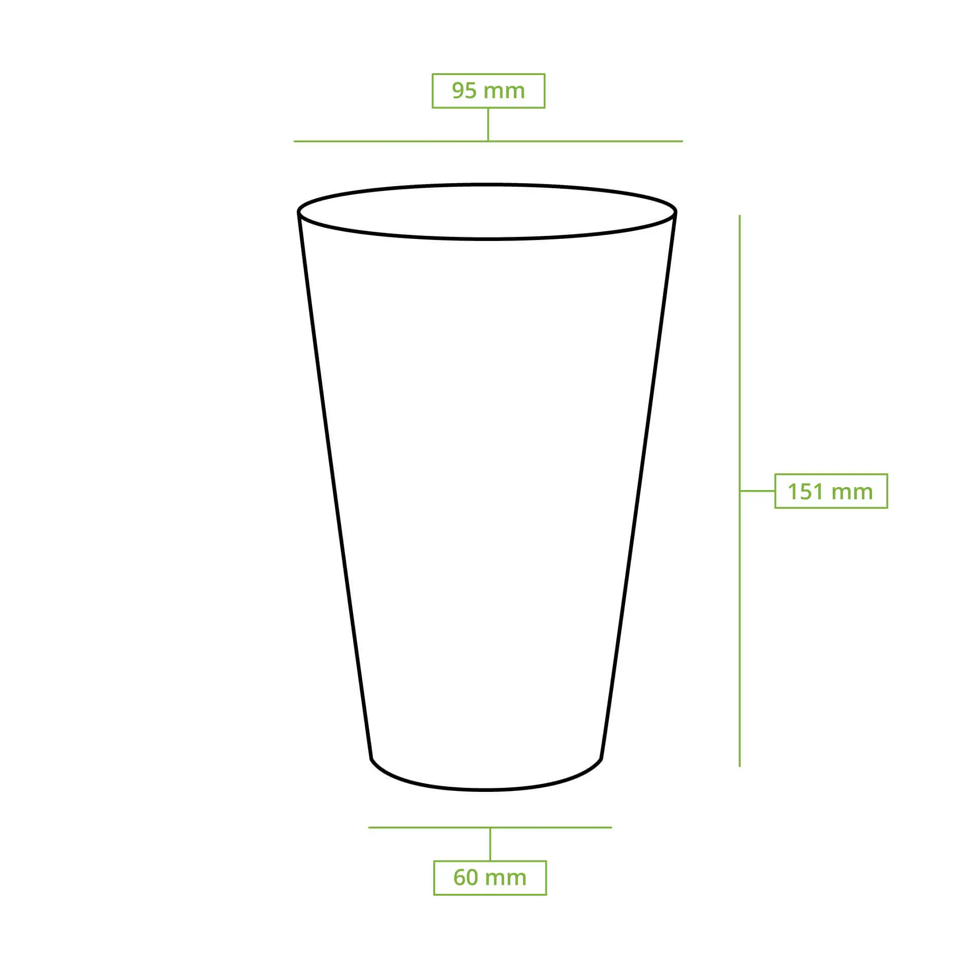 PLA heldere beker 500 ml / 20 oz, Ø 95 mm