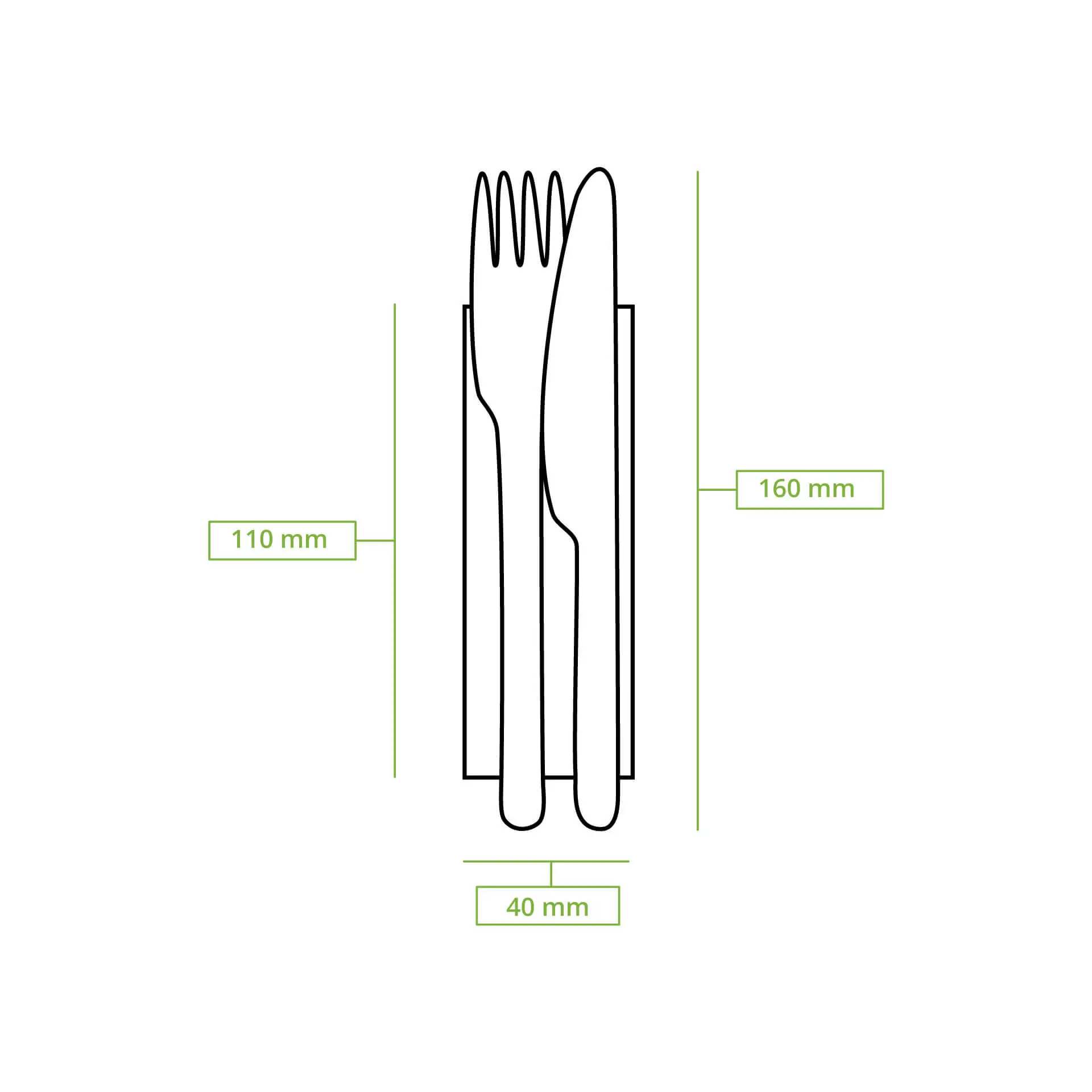 Houten besteksets mes, vork en servet, 16 cm, met bio-coating