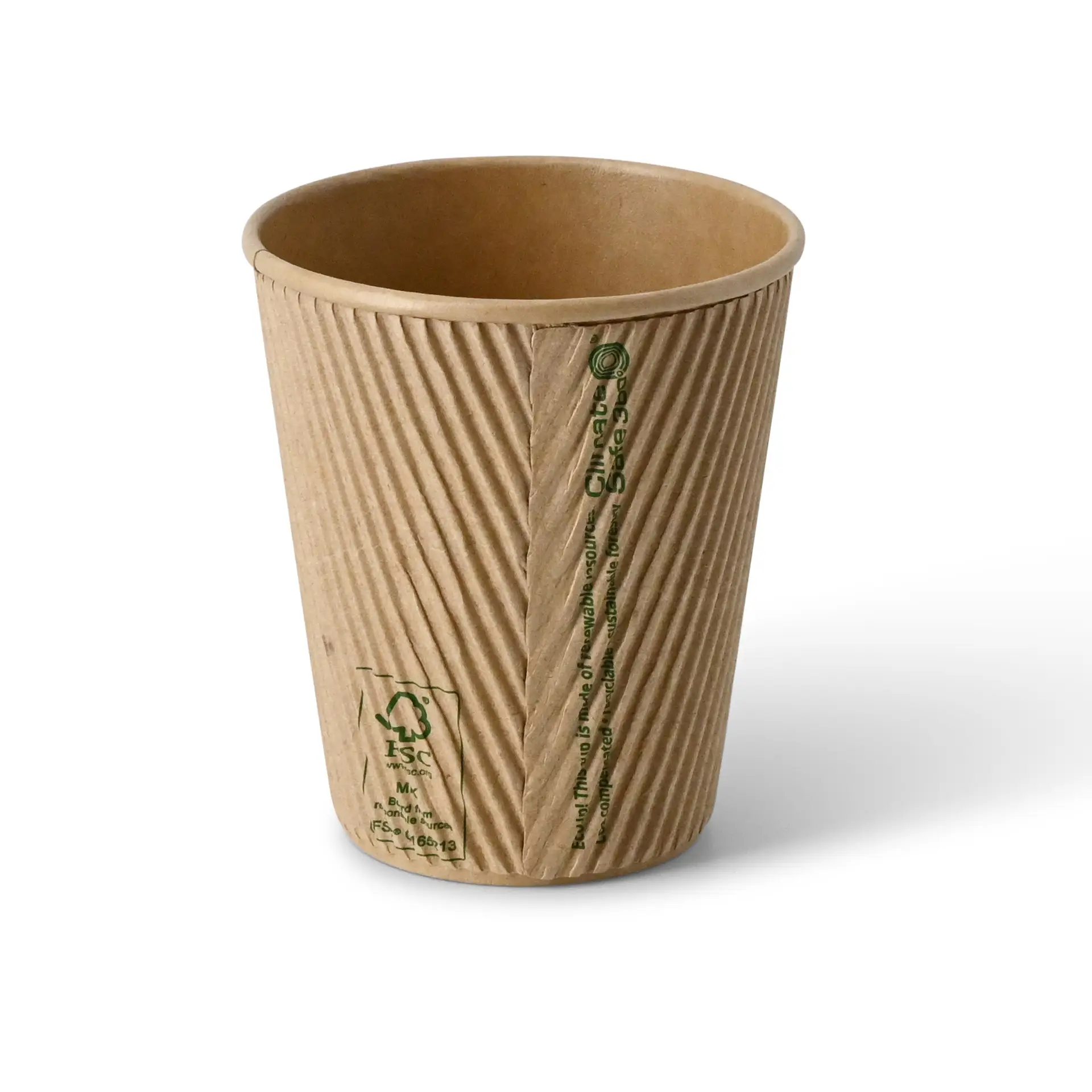 Ribbelbeker / Koffiebeker to go 250 ml / 10 oz, Ø 90 mm, kraft