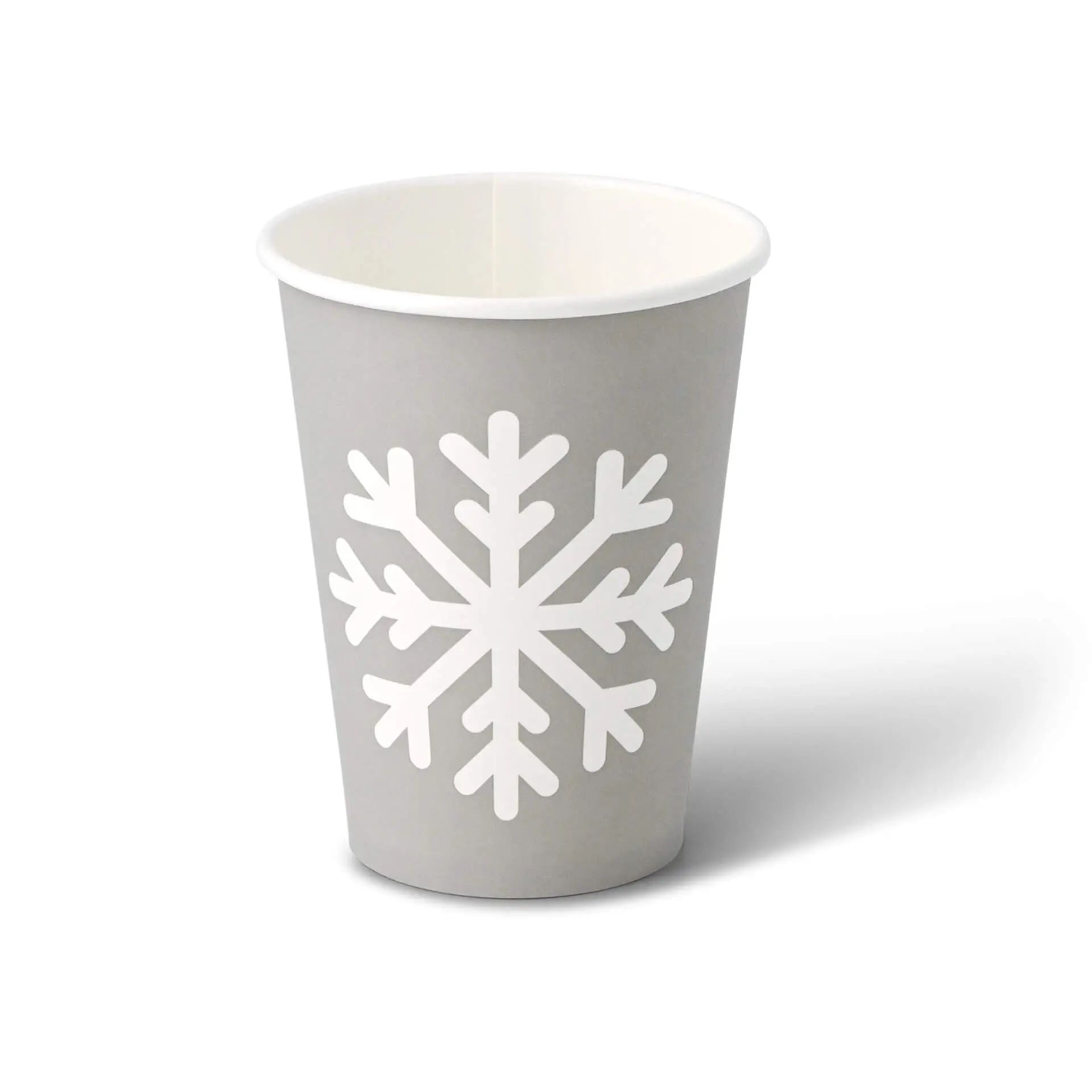 Kartonnen bekers winter "Sneeuwvlok" 300 ml / 12 oz, Ø 90 mm, grijs