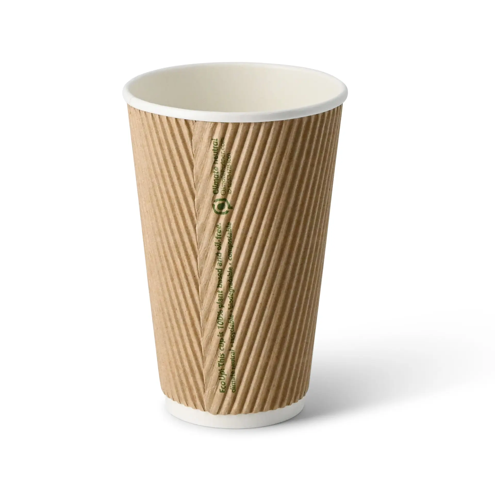 Ribbelbeker / Koffiebeker to go 400 ml/ 16 oz, Ø 90 mm, kraft